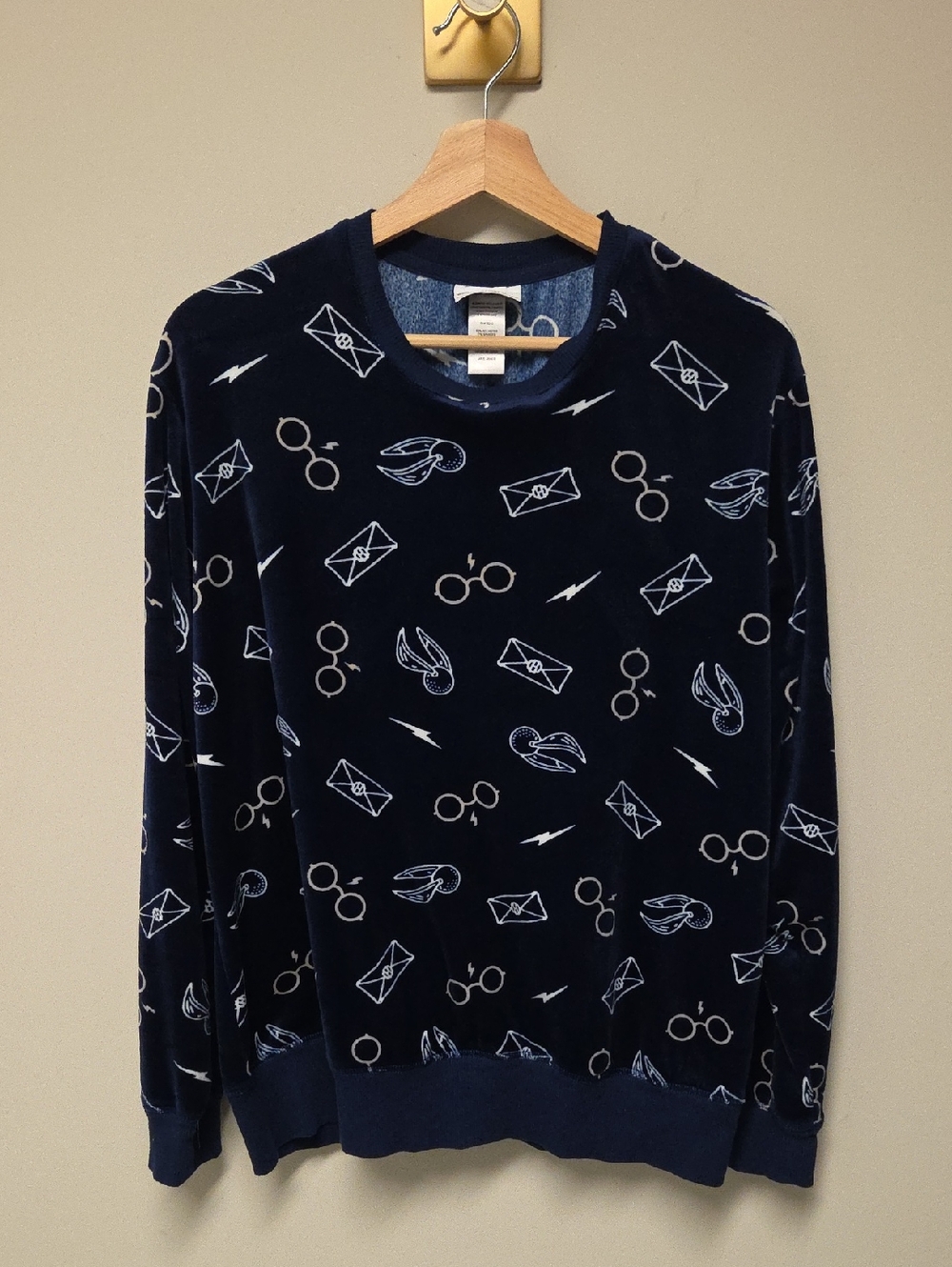 Harry Potter Women's Sweatshirt / PJ Top, Velour, Size Large